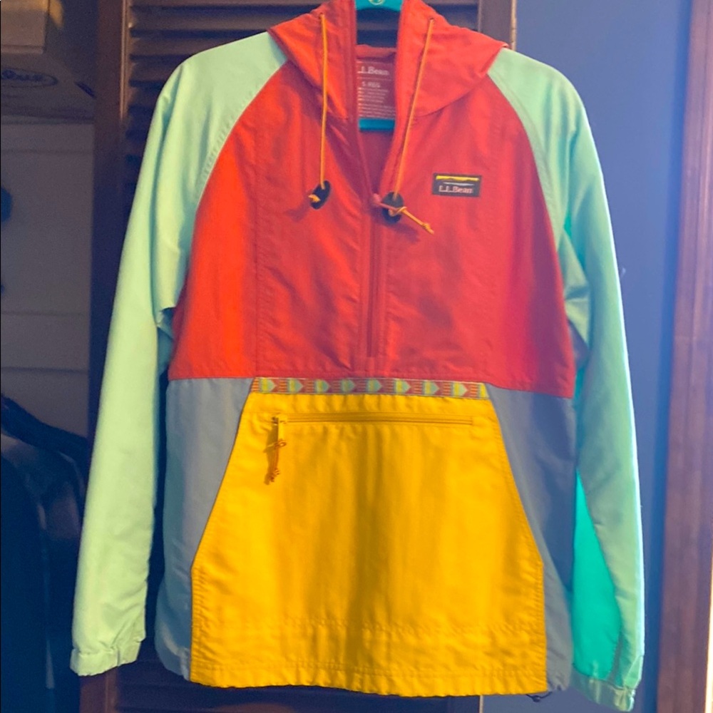 L.L. Bean women’s Colorblock Jacket - Orange, Yellow, Blue, light green